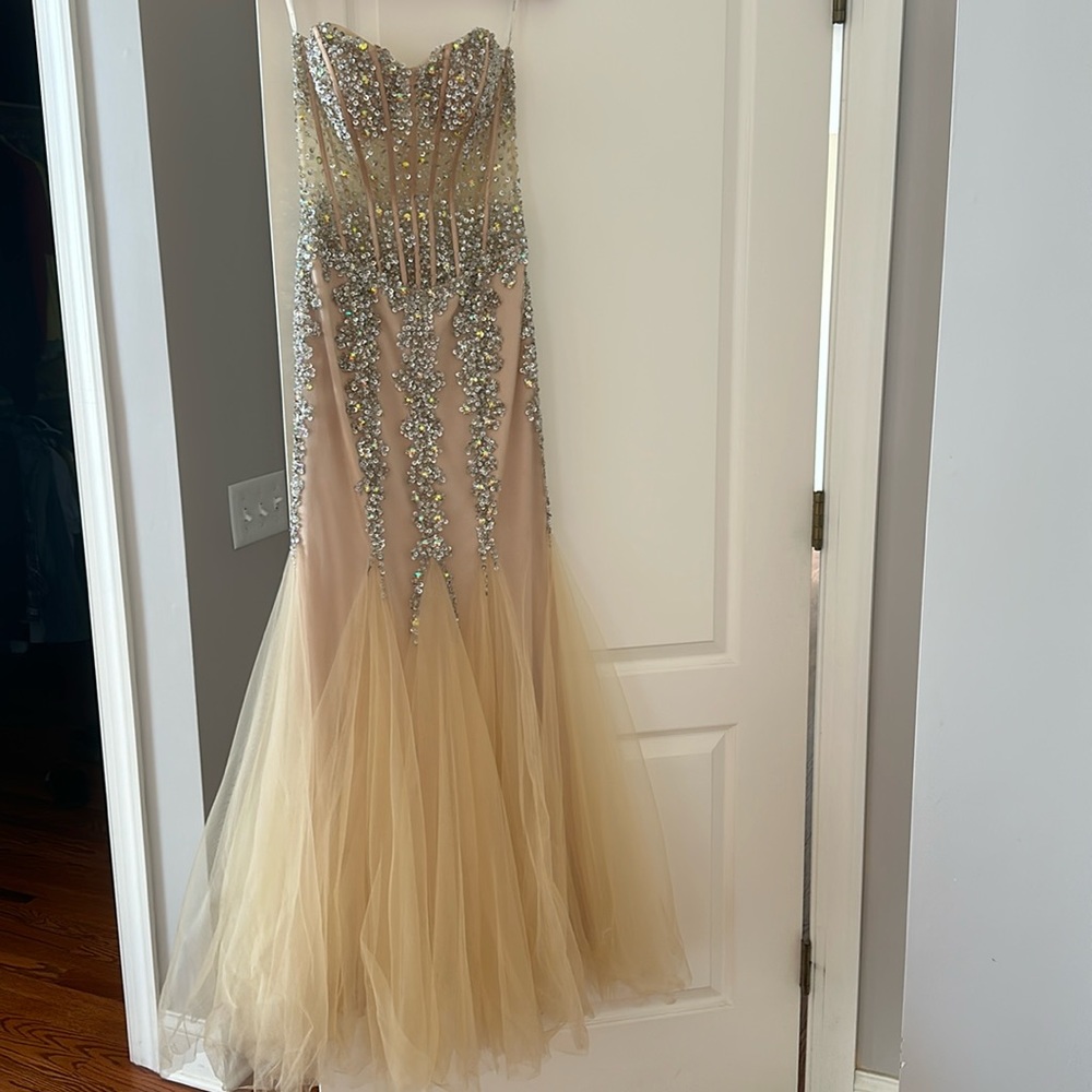 Jovani corset nude maxi dress